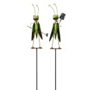 dekorativer witziger Gartenstecker Grashüpfer mit Schaufel Metall bemalt 2 Modelle zur Auswahl