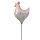 dekorativer ausgefallener Gartenstecker Hahn oder Huhn Metall bemalt in creme und rosa mit Pastellt&ouml;nen