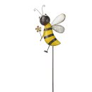 dekorativer ausgefallener Gartenstecker Biene mit Herz oder Blume Metall bemalt gelb-schwarz-gold