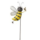 dekorativer ausgefallener Gartenstecker Biene mit Herz oder Blume Metall bemalt gelb-schwarz-gold