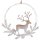 dekorativer weihnachtlicher Fensterhänger Dekokranz Türkranz Rentier im Tannenkranz Metall weiß-beige mit Godglitzer