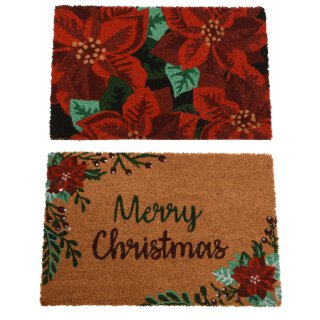 Kokos Fussmatte Merry Christmas mit PVC-Antirutsch-R&uuml;cken 2 Motive zur Auswahl