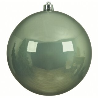 gro&szlig;e dekorative winterliche bruchfeste Weihnachtskugel salbeigr&uuml;n gl&auml;nzend 20 cm
