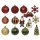 25-er Set dekorativer Figuren-Kugelmix PVC rot/grün/gold Weihnachtskugeln Baumschmuck bruchfest Christbaumschmuck