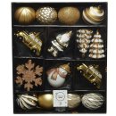 25-er Set dekorativer Figuren-Kugelmix PVC weiß/silber/gold Weihnachtskugeln Baumschmuck bruchfest Christbaumschmuck