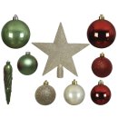 33er Set Kugelmix PVC mit Sternspitze perle rot grün Weihnachtskugeln Baumschmuck bruchfest Christbaumschmuck