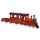 dekorative weihnachtliche nostalgische Deko-Eisenbahn Lok mit Gl&ouml;ckchen und 2 Anh&auml;ngern Metall rot