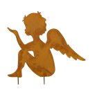 stimmungsvoller großer Deko-Stecker Garten-Stecker Motiv Engel als flache Silhouette Metall rostig Preis für 1 Stück