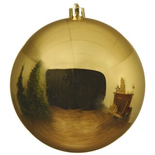 große dekorative winterliche bruchfeste Weihnachtskugel gold glänzend 14 cm
