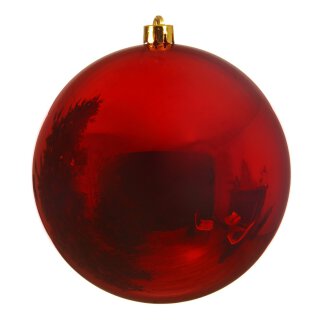 große dekorative winterliche bruchfeste Weihnachtskugel rot glänzend 14 cm