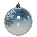 4er Set Kugelmix 8 cm nachtblau-klar mit Schneeflocke PVC Weihnachtskugeln Baumschmuck bruchfest Christbaumschmuck