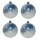 4er Set Kugelmix 8 cm nachtblau-klar mit Schneeflocke PVC Weihnachtskugeln Baumschmuck bruchfest Christbaumschmuck