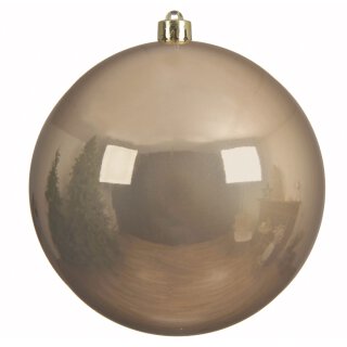 große dekorative winterliche bruchfeste Weihnachtskugel toffeebraun glänzend 20 cm