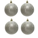 4er Set Kugelmix 8 cm rauhe Metalloptik in silber mit irisierendem Glitzer PVC Weihnachtskugeln Baumschmuck bruchfest Christbaumschmuck