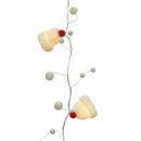 dekorative LED Lichterkette Girlande weißes Pudelmützchen und Perlen mit 10 LEDs warmweiss inklusive Timerfunktion