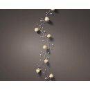 dekorative LED Lichterkette Girlande weißes Pudelmützchen und Perlen mit 10 LEDs warmweiss inklusive Timerfunktion