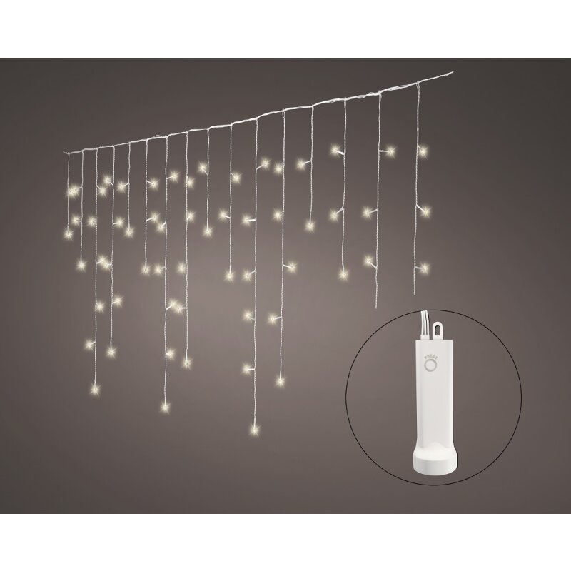 LED LED Lichtervorhang Eiszapfen Bl mit dekorativer Girlande warmweiß