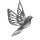 dekorativer Anhänger Deko-Hänger Fensterhänger Vogel Metall shabby grau-weiß