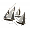dekorative Wanddeko maritimes Wandobjekt aus Metall Motiv Segelboote