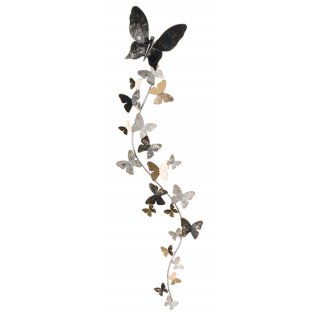 dekoratives Wanddeko Objekt aus Metall Motiv Schmetterlinge schwarz-weiß-gold