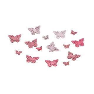 dekorative kleine Streudeko Tischdeko Schmetterling 3 Rosatöne aus Holz  im 18-er Set