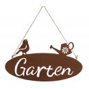 dekoratives Metall-Schild "Willkommen" oder "Garten" im Landhausstil rostbraun