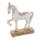 dekorative Dekofigur Pferd Aluminium silberfarbig leicht raue Oberfläche auf Holzsockel