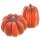dekoratives herbstliches Dekoobjekt Kürbis aus orangefarbiger Keramik glänzend