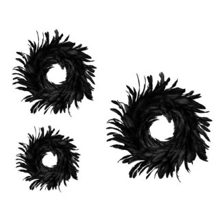 ausgefallener dekorativer Federkranz mit echten Federn in schwarz