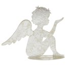 weihnachtlicher Deko Engel sitzend oder knieend als flache Silhouette Metall silber matt-gl&auml;nzend 