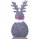 großes weihnachtliches putziges Deko-Rentier Deko-Hirsch als Silhouette aus grauem Filz mit Federkragen und roter Plüschnase