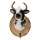 dekorative Wand-Deko Kleiderhaken Wand-Haken Holzplatte mit Kuh gefilzt mit Perlenkette