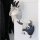 dekorative Wand-Deko Kleiderhaken Wand-Haken Holzplatte mit Ziege weiß grau gefilzt gross