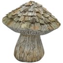 dekorativer klassischer Deko-Pilz aus Polyresin in gemasertem Naturholzlook