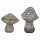 dekorativer klassischer Deko-Pilz aus Polyresin in gemasertem Naturholzlook