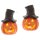 dekoratives herbstliches Dekoobjekt Halloweenk&uuml;rbis mit Zylinder als LED- Windlicht aus Keramik 