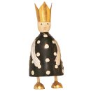 putzige kleine Dekofigur König zum stellen in creme-schwarz mit goldener Krone aus Metall hergestellt in Handarbeit