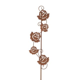 dekorativer Garten-Deko Metall-Stecker Garten-Stecker Deko-Stecker mit Rosenblüten als Ranke Metall rostig