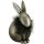 putziger Osterhase aus Poly in matt silber - dunkelgrau mit schwarzem Federkragen