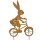 dekorativer witziger Deko-Stecker Blumen-Stecker Pick Hase auf Fahrrad Metall Rostoptik