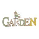 dekorativer Schriftzug Garden mit Vogel und Blümchen...