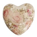 dekoratives Deko-Herz Keramik-Herz Motiv Rose in creme-rosa