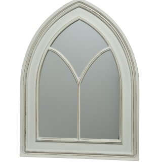 dekoratives ausgefallenes Deko-Fenster Fensterrahmen Sprossenfenster aus Holz mit Spiegel im Landhausstil weiß shabby