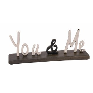 dekorativer Schriftzug YOU & ME aus Mangoholz und Aluminium