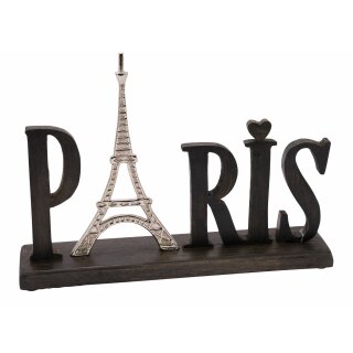 dekorativer Schriftzug PARIS aus Mangoholz und Aluminium