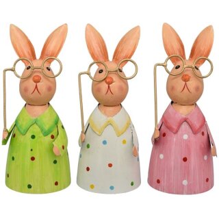 Zaunhocker Hase mit Brille Metall bemalt in verschiedenen Farben Preis für 1 Stück