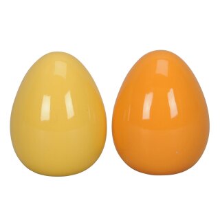 frühlingshaftes mittleres Deko Ei Keramik gelb oder orange Preis für je 2 Stück