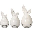 dekorativer putziger Osterhase als Ei mit Hasenohren Keramik weiß-schwarz