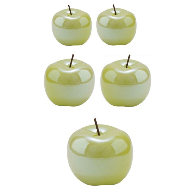 Deko-Apfel dekorativer in Keramik Dekoobjekt glänzend Apfel hellgrün