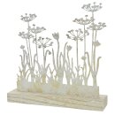 dekorative frühlingshafte Dekolandschaft Blumenwiese als Silhouette shabby weiß mit goldenen Tupfen in verschiedenen Ausführungen